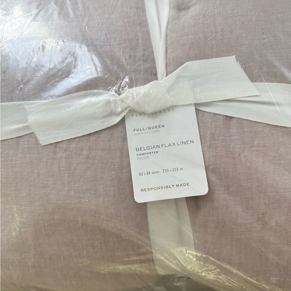 Pottery Barn Belgian Flax Linen Comforter Full/Queen in Smoky Quartz - Picture 6 of 7